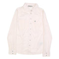 GUESS Womens White Cotton Shirt XS Classic Long Sleeve Button Front