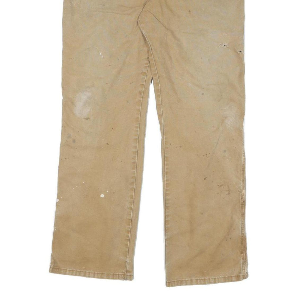 DICKIES Mens Cotton Blend Beige Regular Straight Trousers W36 L31 Workwear
