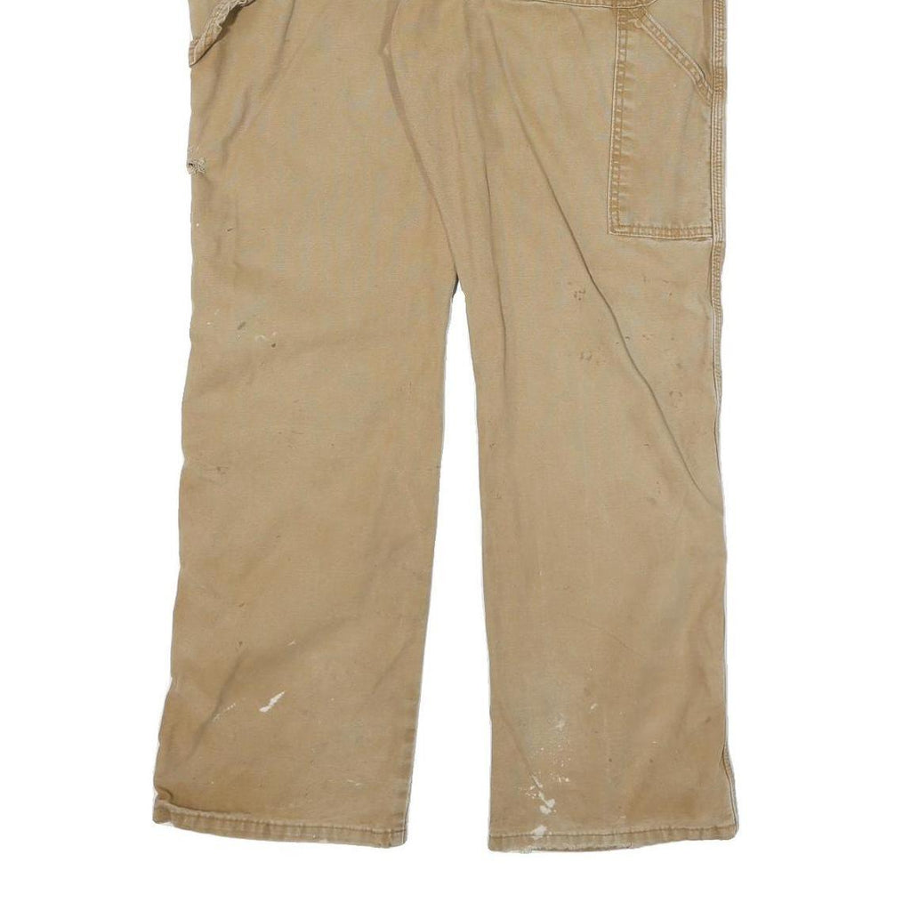 DICKIES Mens Cotton Blend Beige Regular Straight Trousers W36 L31 Workwear