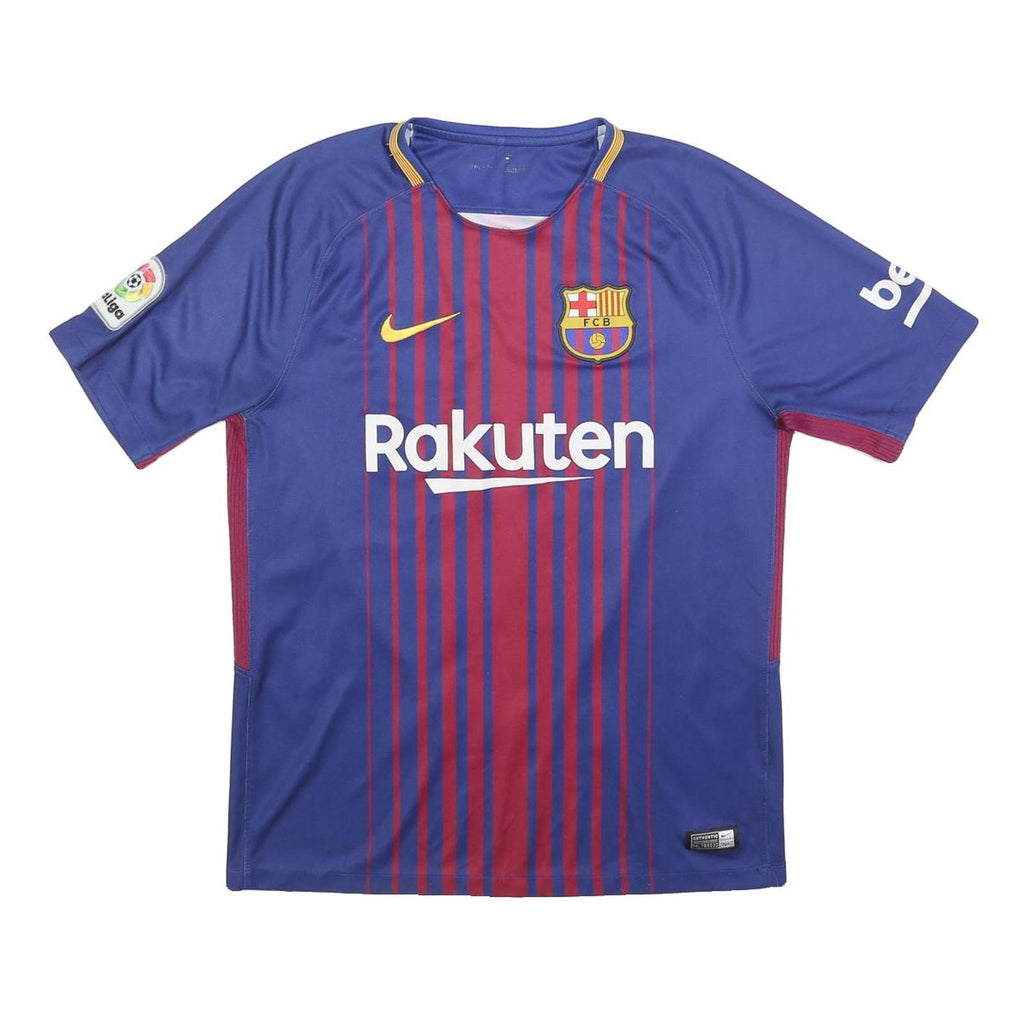 NIKE Mens 2017-18 Messi Blue Barcelona Home Football Shirt M Short Sleeve