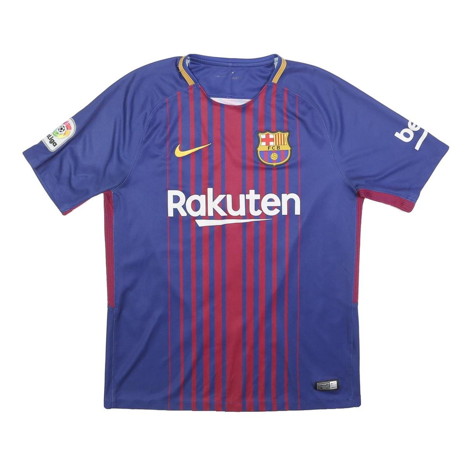 NIKE Mens 2017-18 Messi Blue Barcelona Home Football Shirt M Short Sleeve