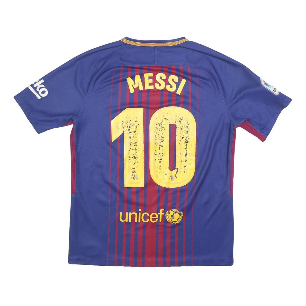 NIKE Mens 2017-18 Messi Blue Barcelona Home Football Shirt M Short Sleeve
