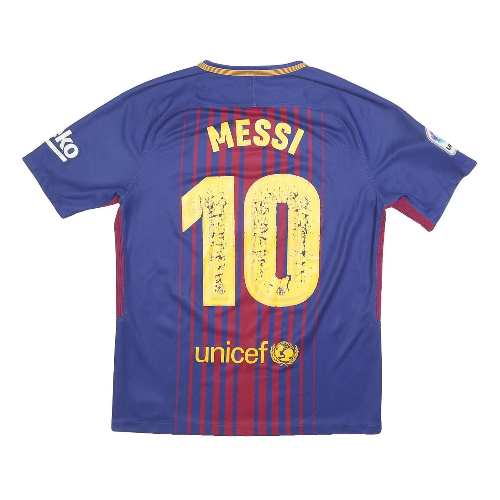 NIKE Mens 2017-18 Messi Blue Barcelona Home Football Shirt M Short Sleeve