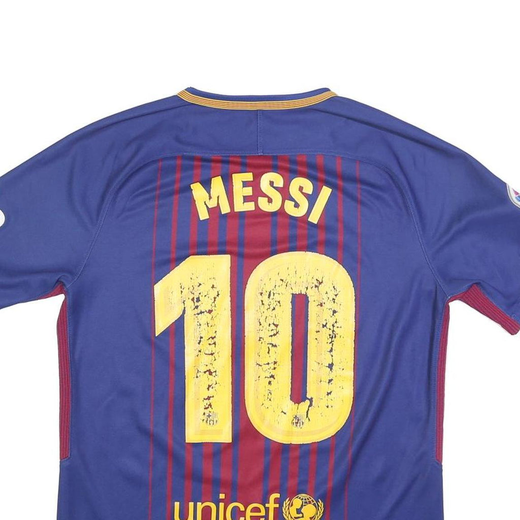 NIKE Mens 2017-18 Messi Blue Barcelona Home Football Shirt M Short Sleeve
