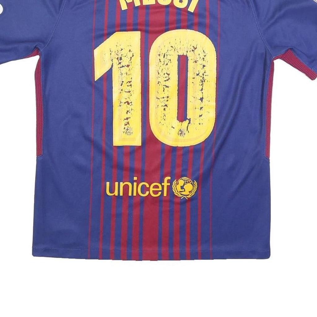NIKE Mens 2017-18 Messi Blue Barcelona Home Football Shirt M Short Sleeve