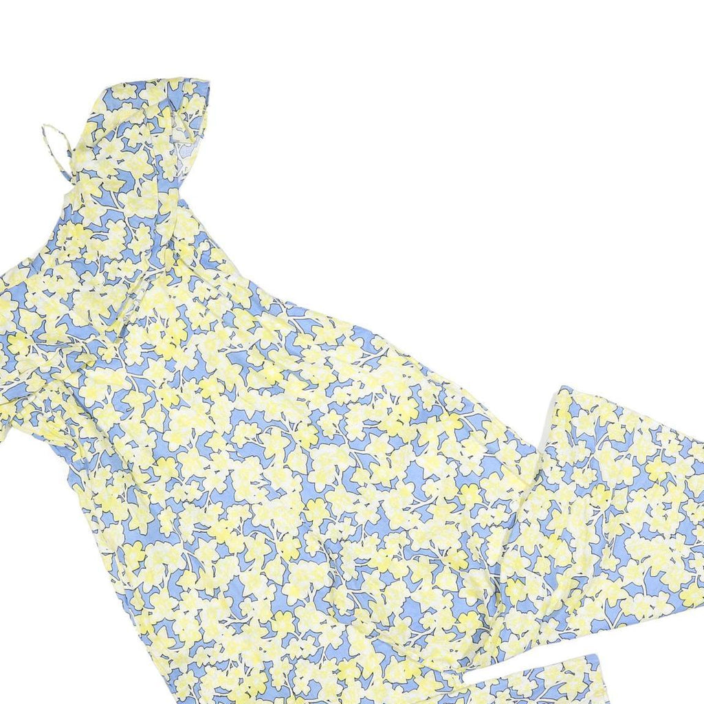 MINT VELVET Womens Blue & Yellow Floral Playsuit Linen Blend UK 14 Summer Casual