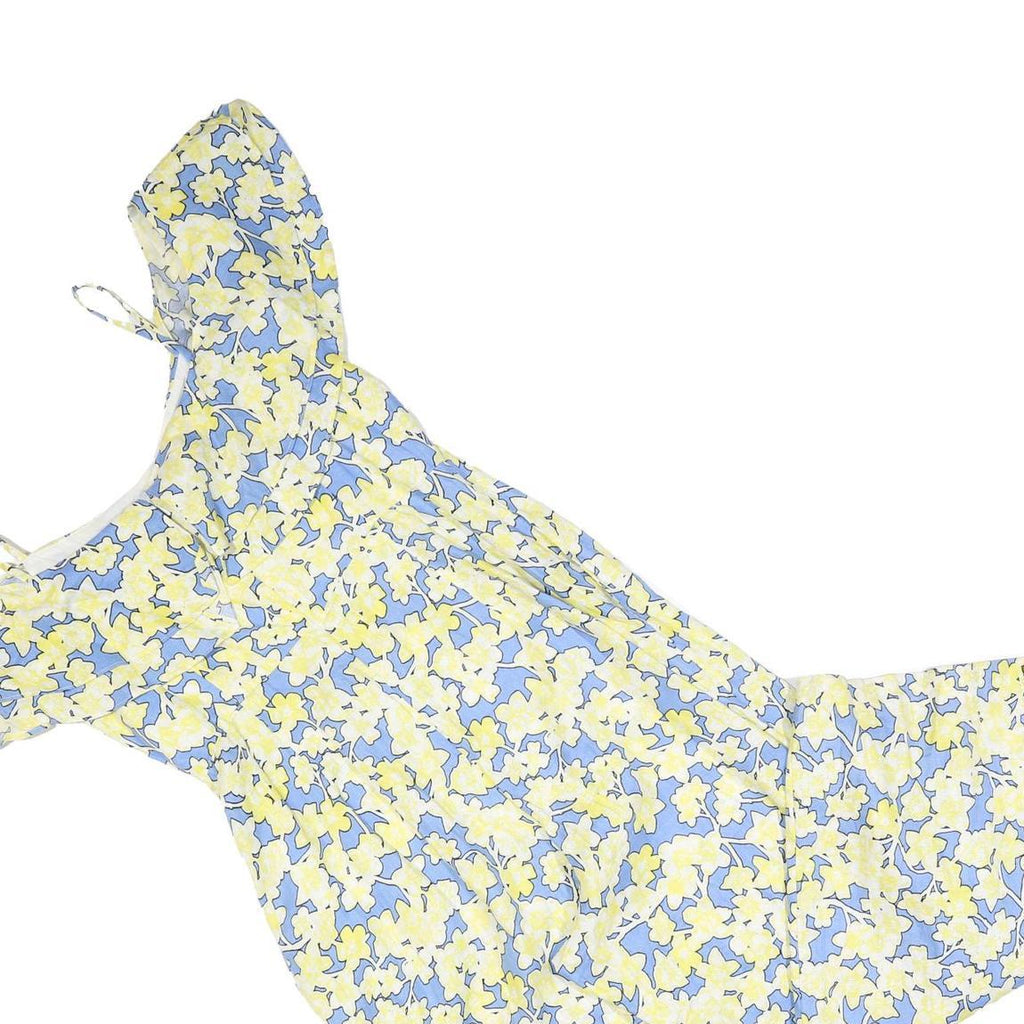 MINT VELVET Womens Blue & Yellow Floral Playsuit Linen Blend UK 14 Summer Casual