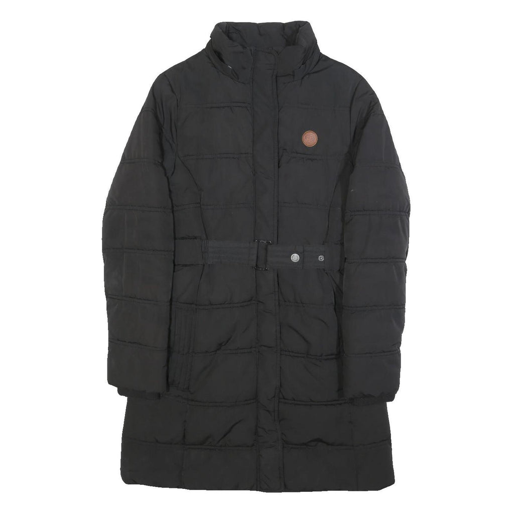 DIESEL Womens Black Jacket S Polyester Puffer Zip Belted Casual Warm Outerwear