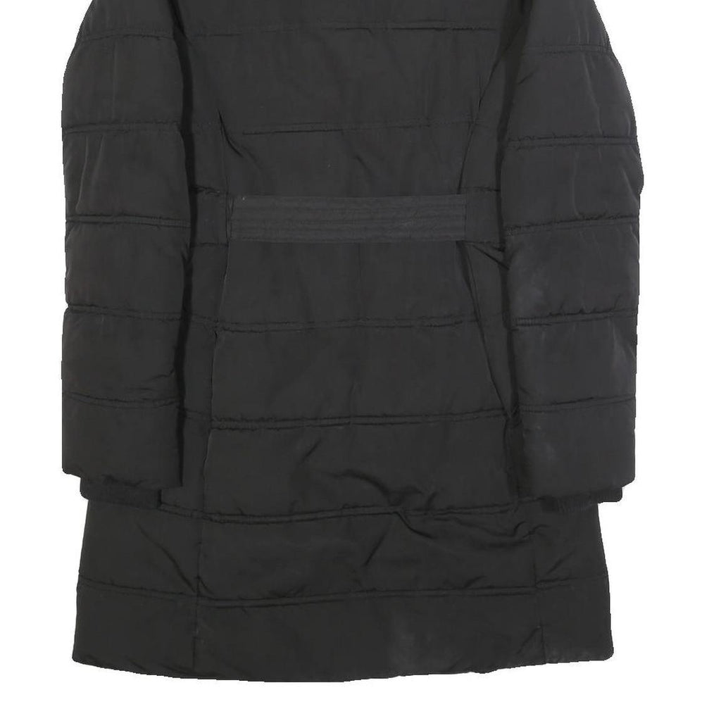 DIESEL Womens Black Jacket S Polyester Puffer Zip Belted Casual Warm Outerwear