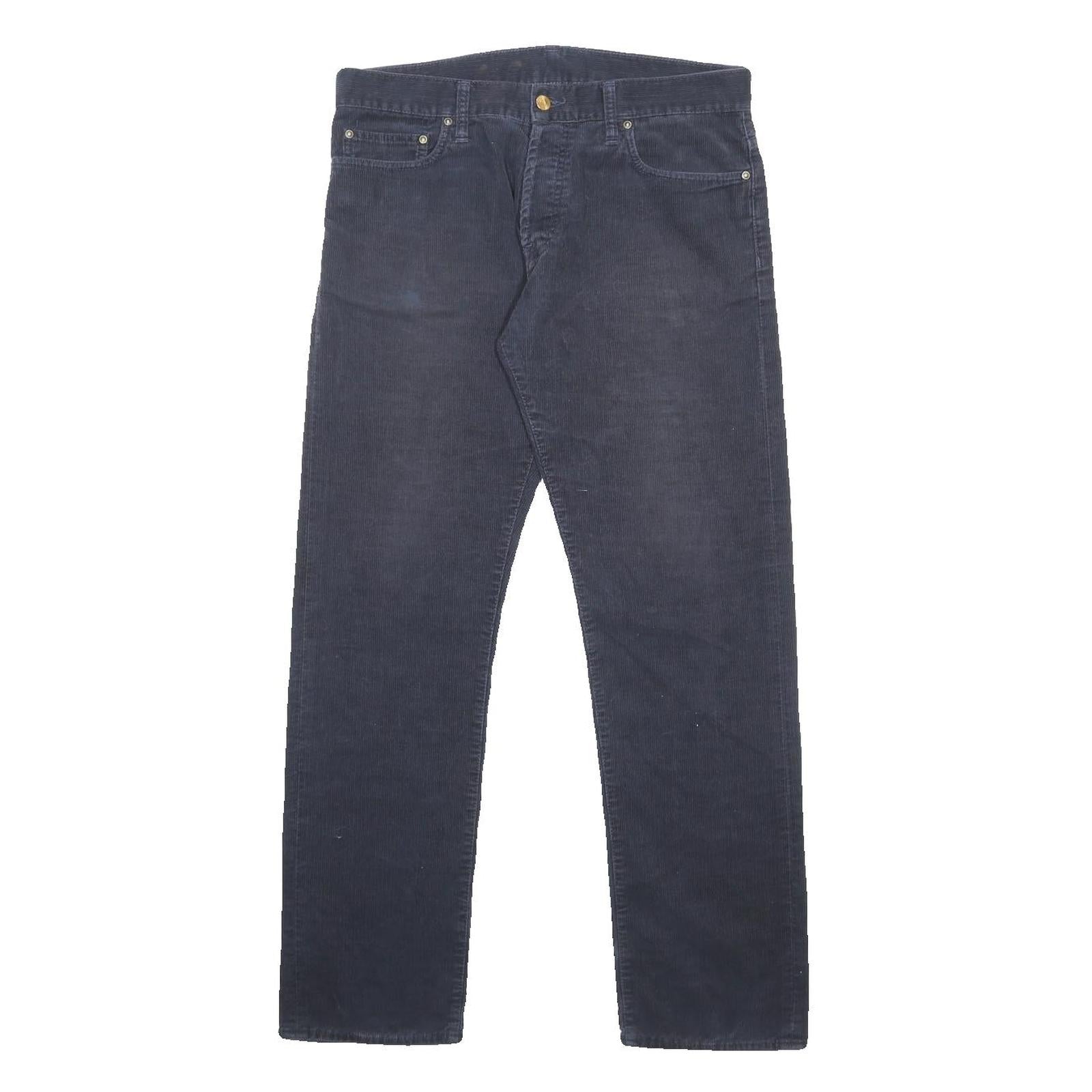 CARHARTT Mens Cotton Blend Navy Regular Fit Straight Leg Trousers W33 L32