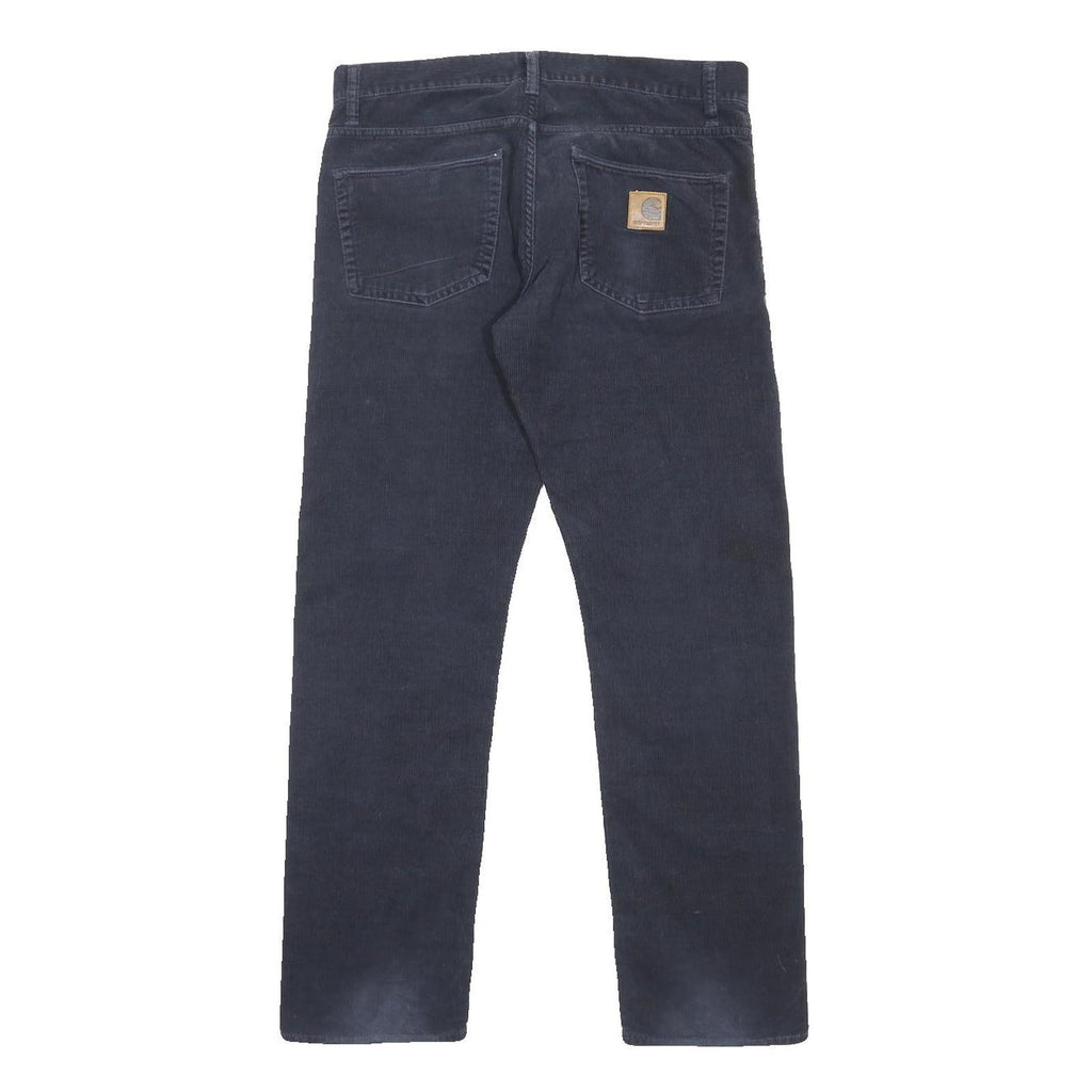 CARHARTT Mens Cotton Blend Navy Regular Fit Straight Leg Trousers W33 L32