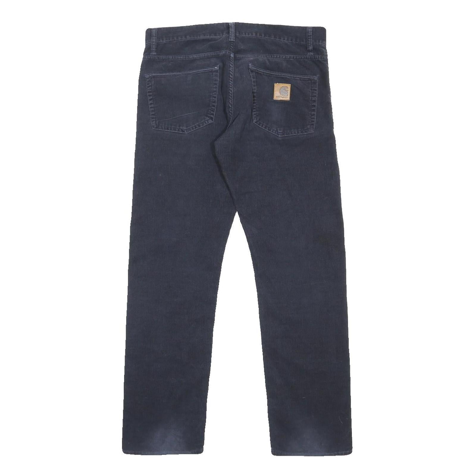 CARHARTT Mens Cotton Blend Navy Regular Fit Straight Leg Trousers W33 L32