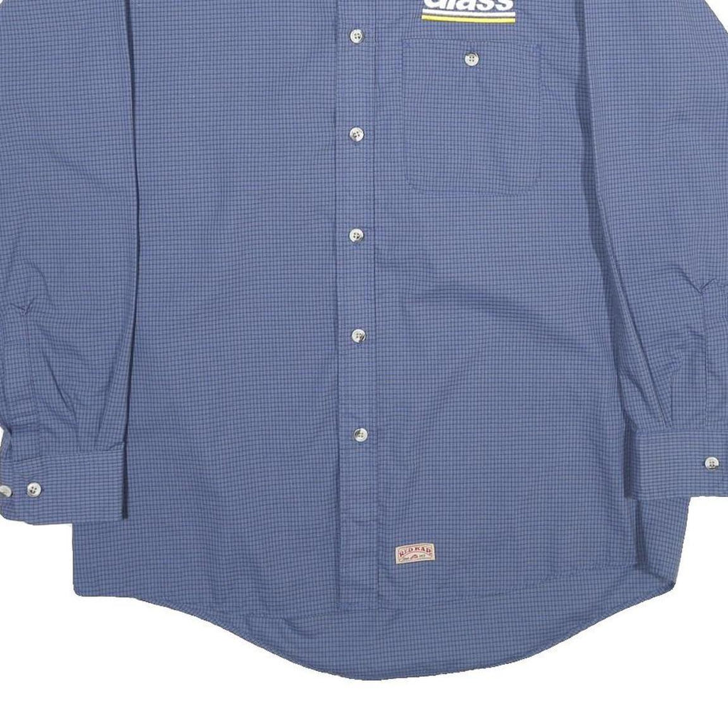 RED KAP Mens Blue Check Long Sleeve Shirt L Workwear Cotton Blend