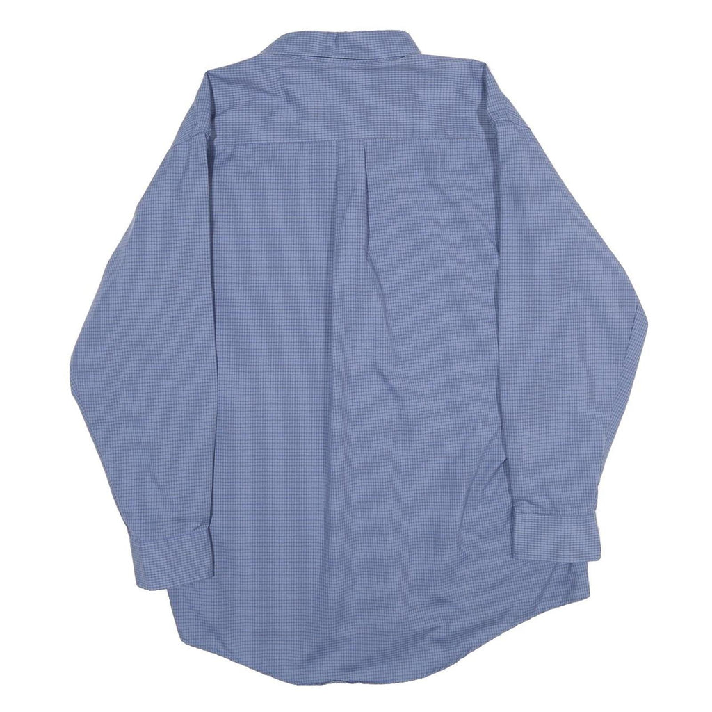 RED KAP Mens Blue Check Long Sleeve Shirt L Workwear Cotton Blend