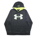 UNDER ARMOUR Mens Black & Yellow Logo Pullover Hoodie L Cotton Blend Sweatshirt