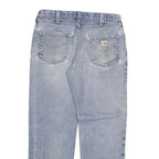 CARHARTT Mens Regular Fit Blue Denim Jeans W34 L30 Distressed Cotton Blend Zip