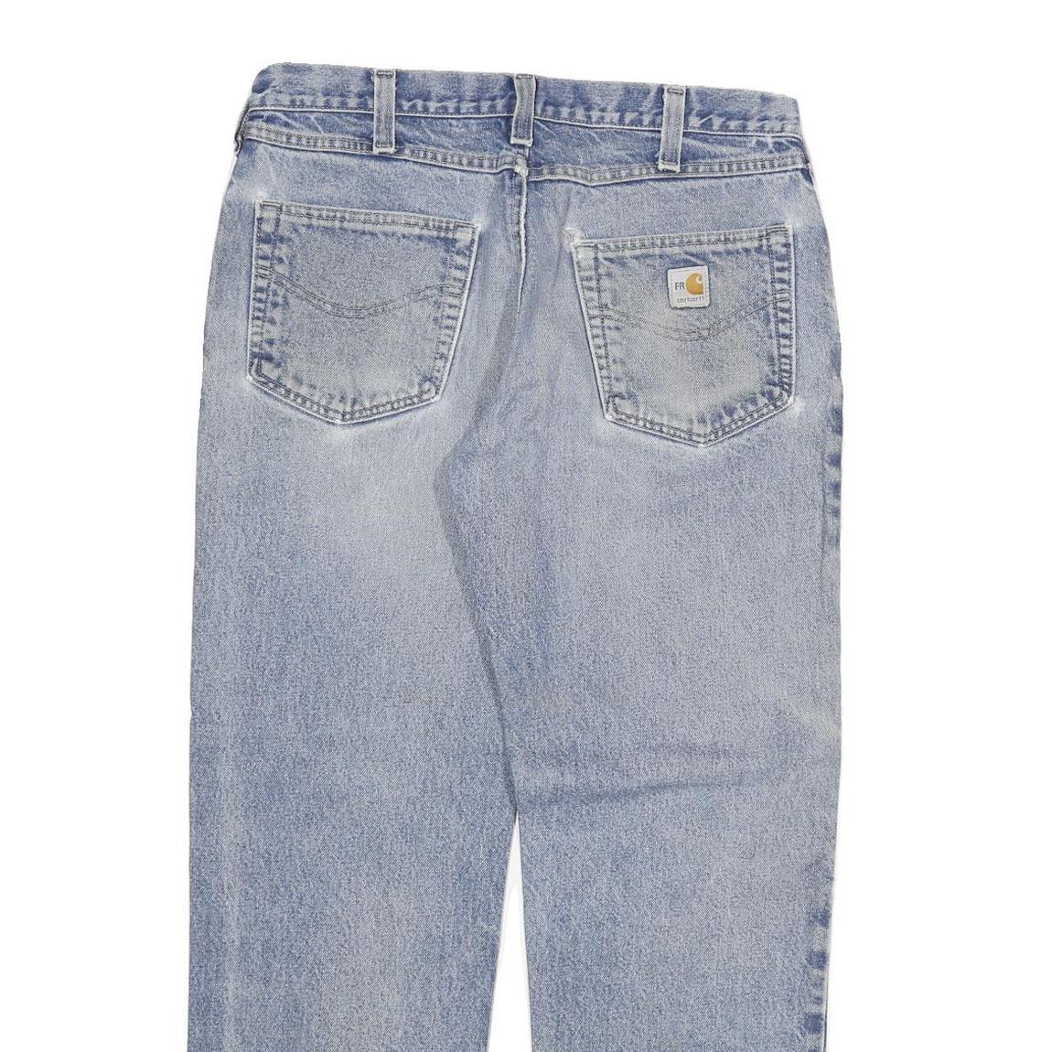 CARHARTT Mens Regular Fit Blue Denim Jeans W34 L30 Distressed Cotton Blend Zip