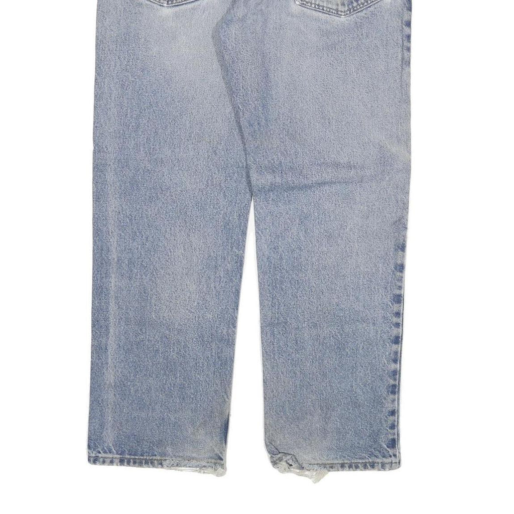 CARHARTT Mens Regular Fit Blue Denim Jeans W34 L30 Distressed Cotton Blend Zip