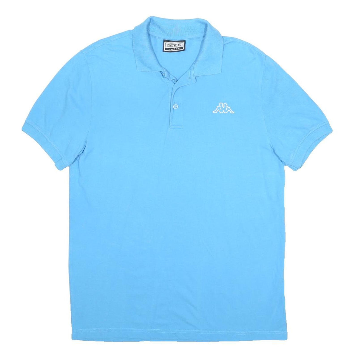 KAPPA Mens Blue Polo Shirt L Cotton Short Sleeve Classic Logo Casual
