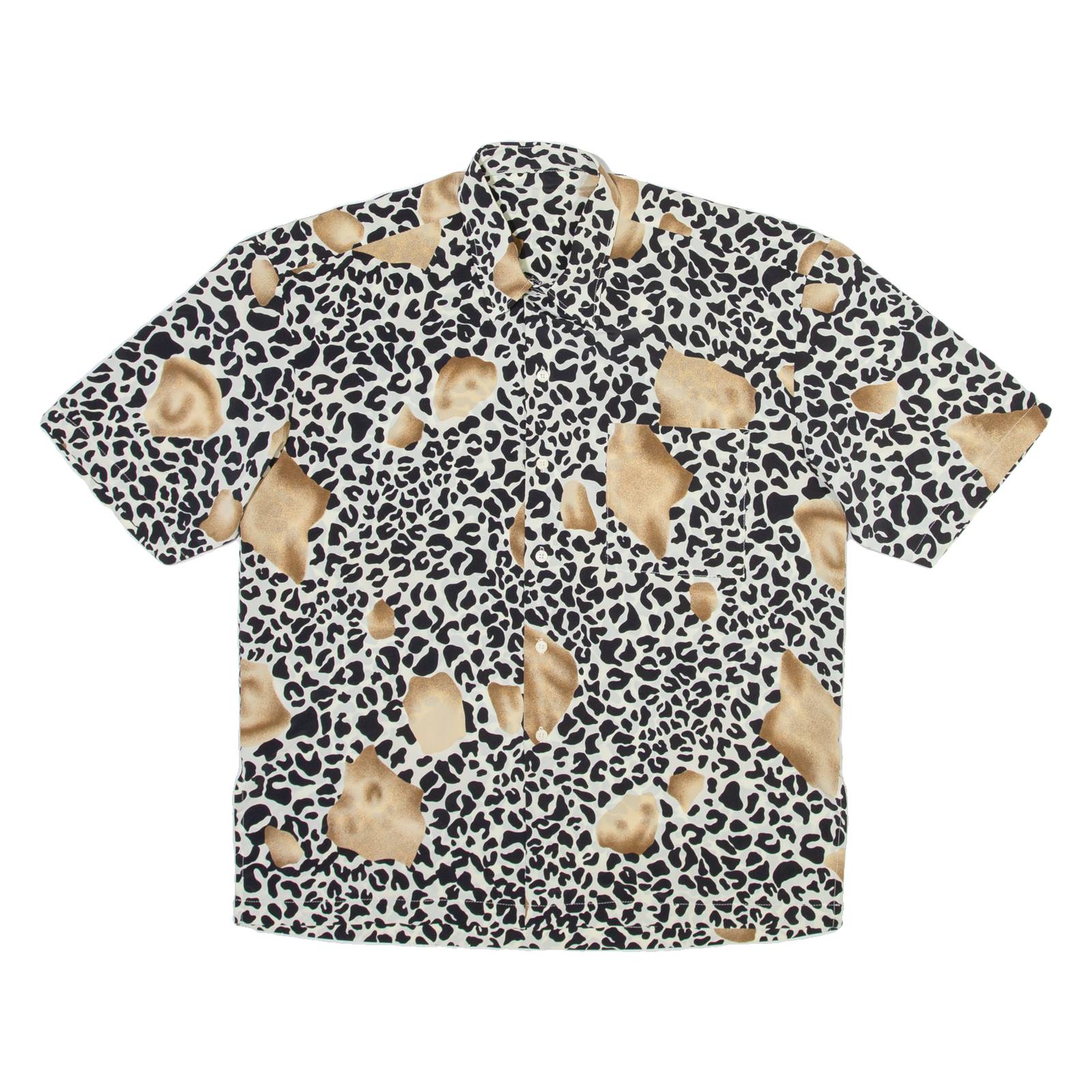 Womens Printed Shirt White Collared Viscose Animal Print M