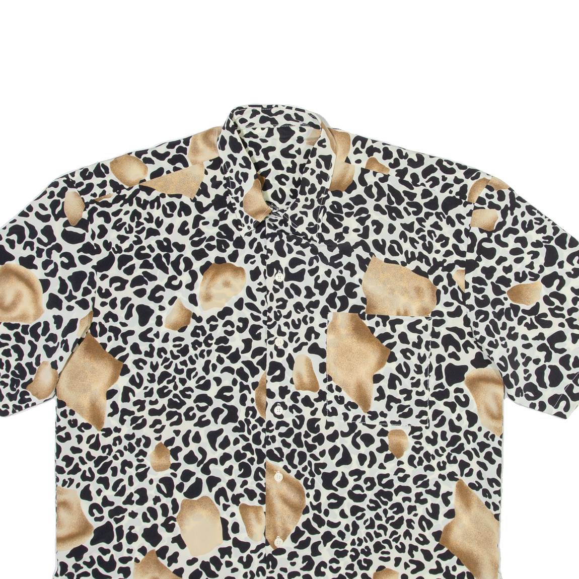 Womens Printed Shirt White Collared Viscose Animal Print M