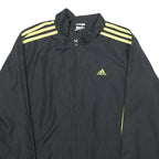 ADIDAS Womens Black & Yellow Track Jacket UK 18 Polyester Zip Athletic