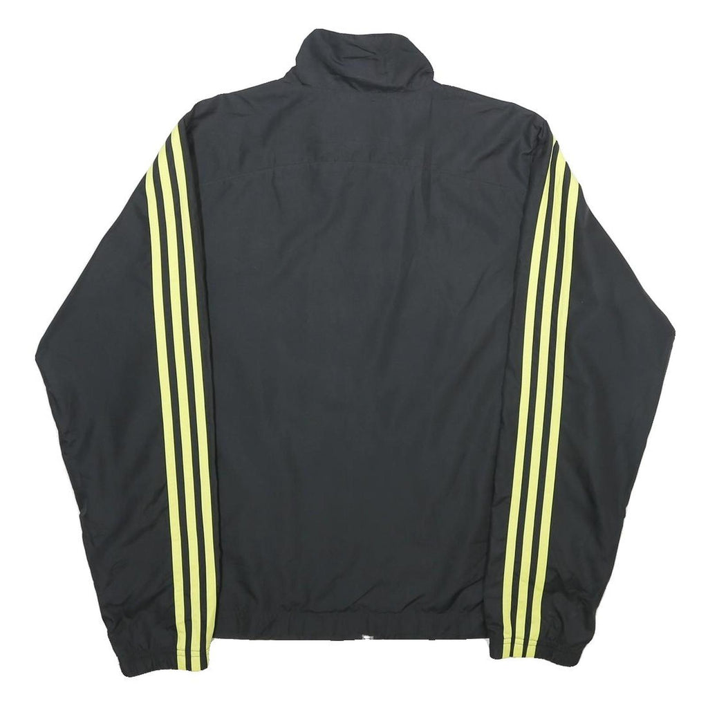 ADIDAS Womens Black & Yellow Track Jacket UK 18 Polyester Zip Athletic
