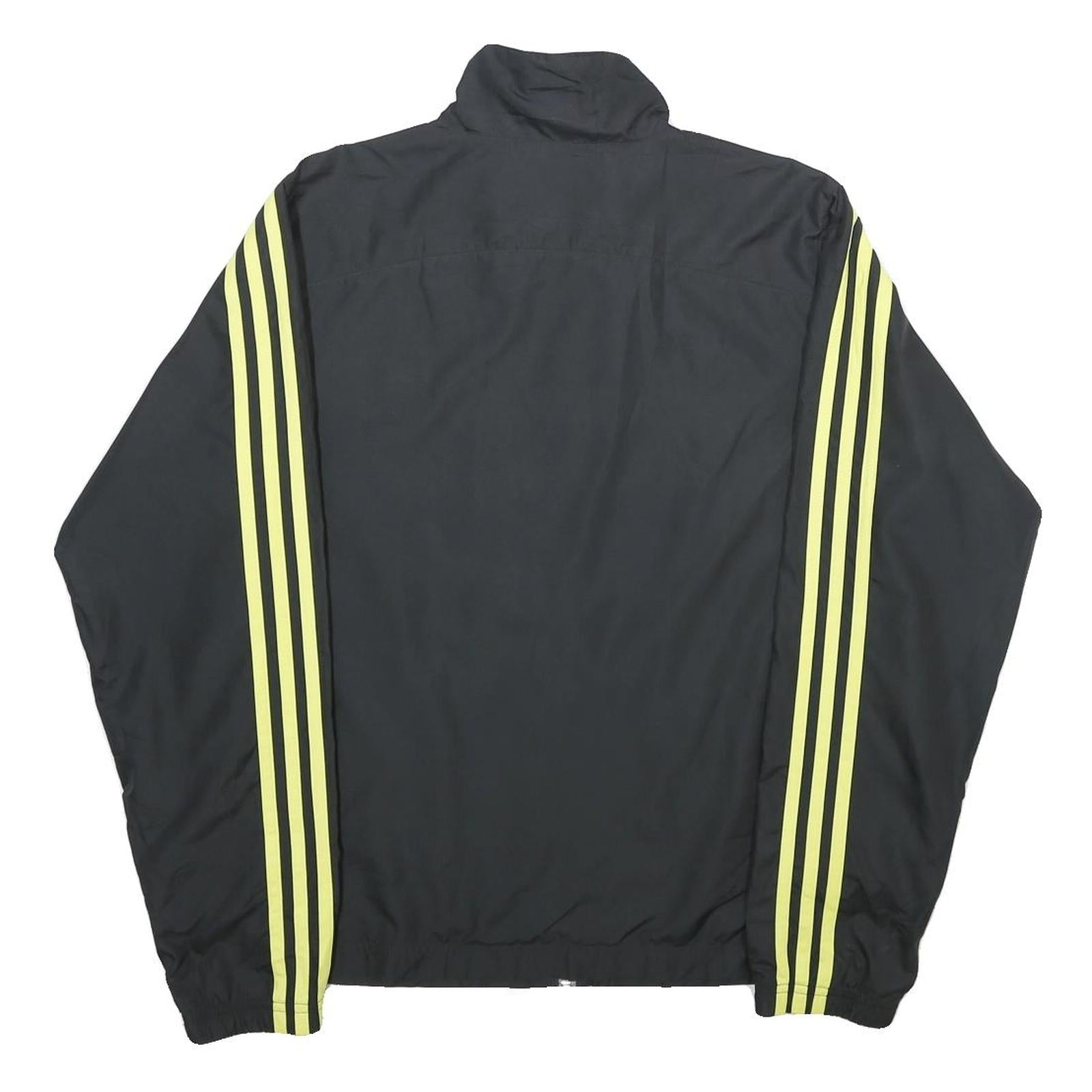 ADIDAS Womens Black & Yellow Track Jacket UK 18 Polyester Zip Athletic