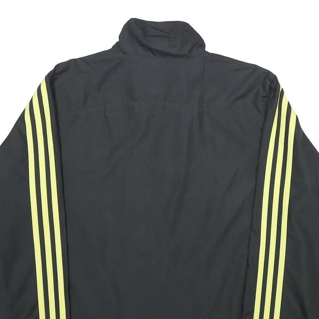 ADIDAS Womens Black & Yellow Track Jacket UK 18 Polyester Zip Athletic