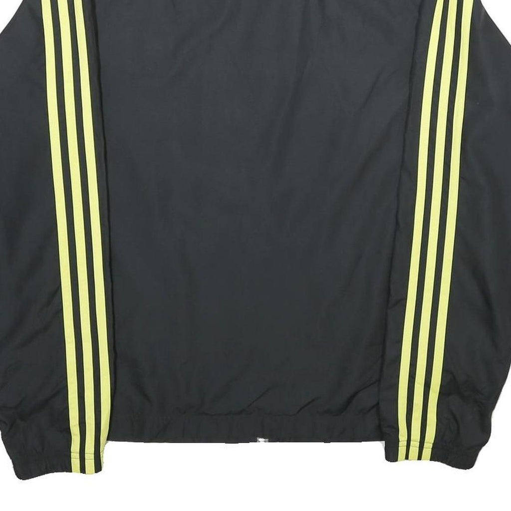 ADIDAS Womens Black & Yellow Track Jacket UK 18 Polyester Zip Athletic