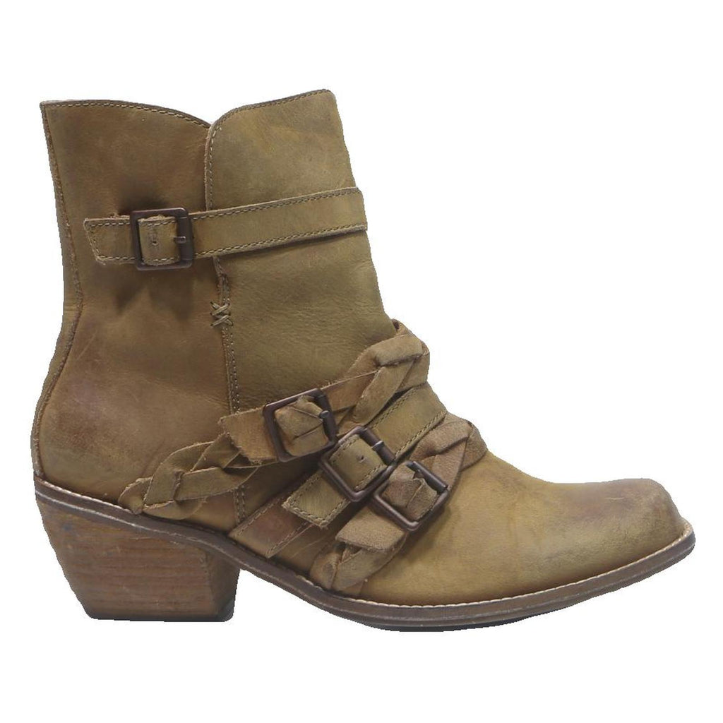 LATIGO Womens Ankle Boots Leather Tan UK 8 Braided Straps Buckle Detail