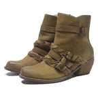 LATIGO Womens Ankle Boots Leather Tan UK 8 Braided Straps Buckle Detail