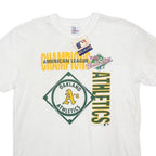 GARAN Mens White 1989 World Series Oakland Athletics Graphic T-Shirt XL Short