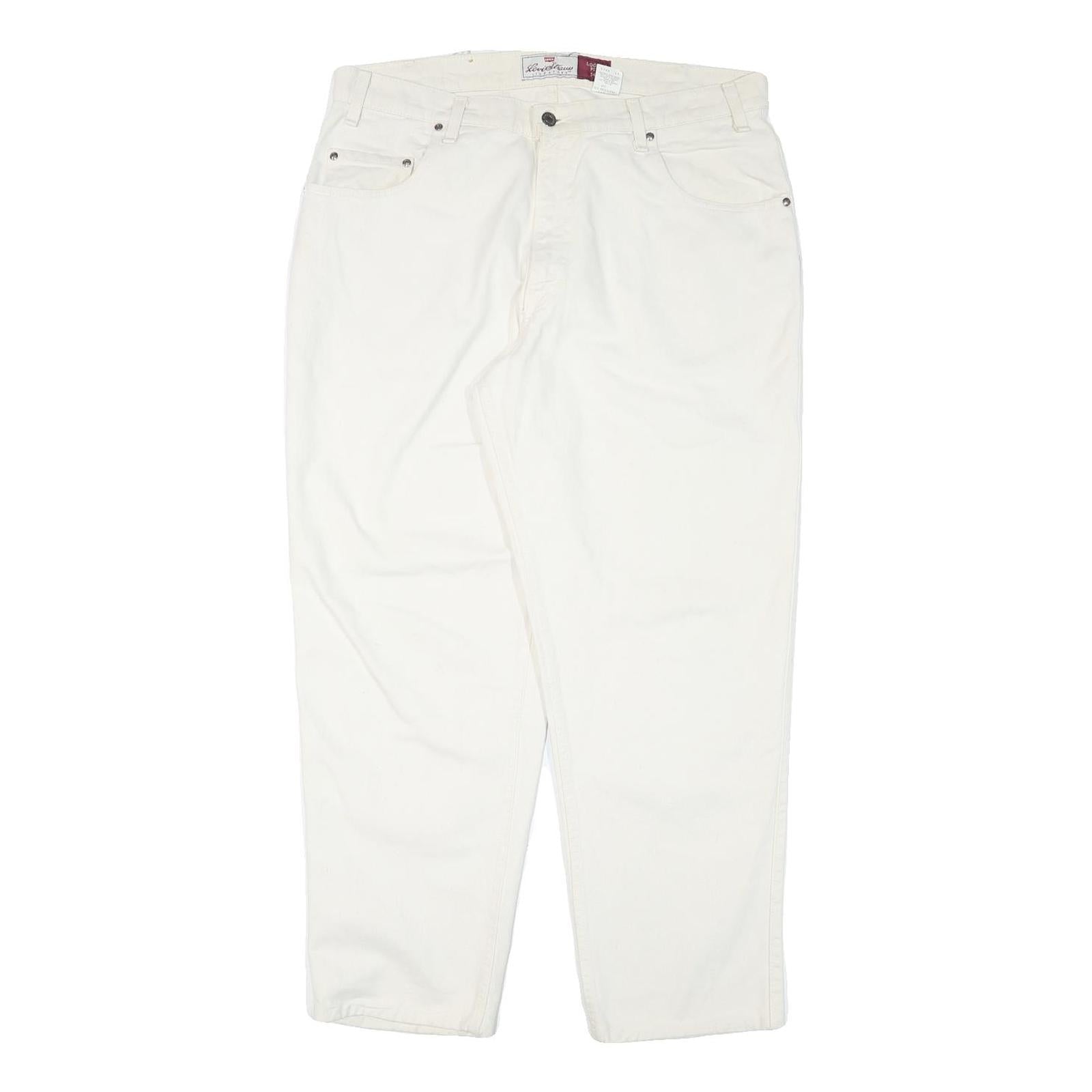 LEVI'S Womens White Relaxed Straight Denim Jeans W36 L28 Classic Zip Cotton