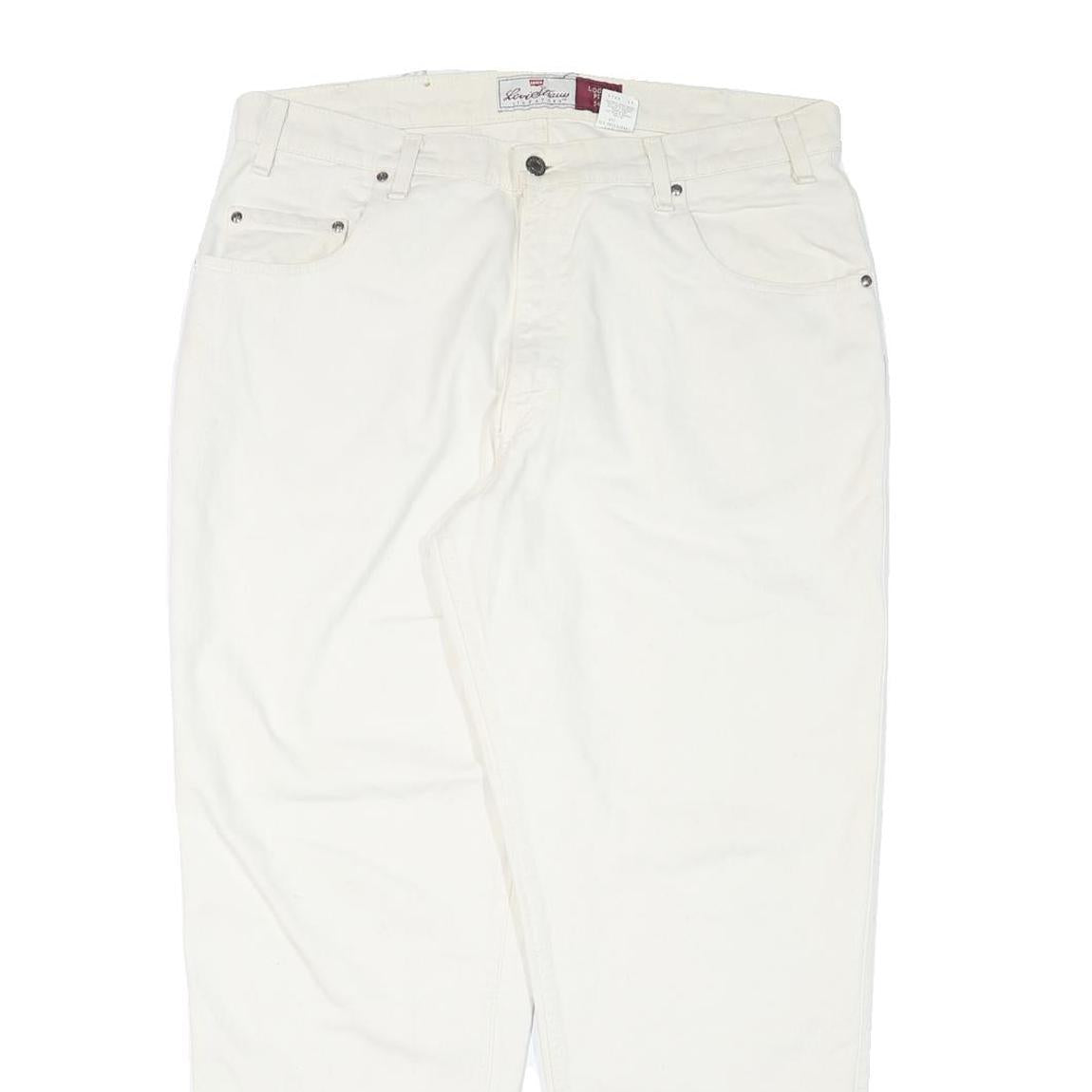 LEVI'S Womens White Relaxed Straight Denim Jeans W36 L28 Classic Zip Cotton