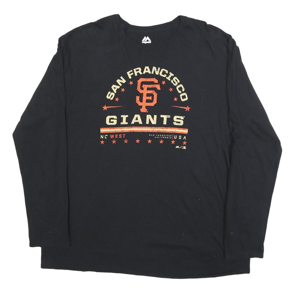 MAJESTIC Mens Black San Francisco Giants Graphic Long Sleeve Crew Neck 2XL