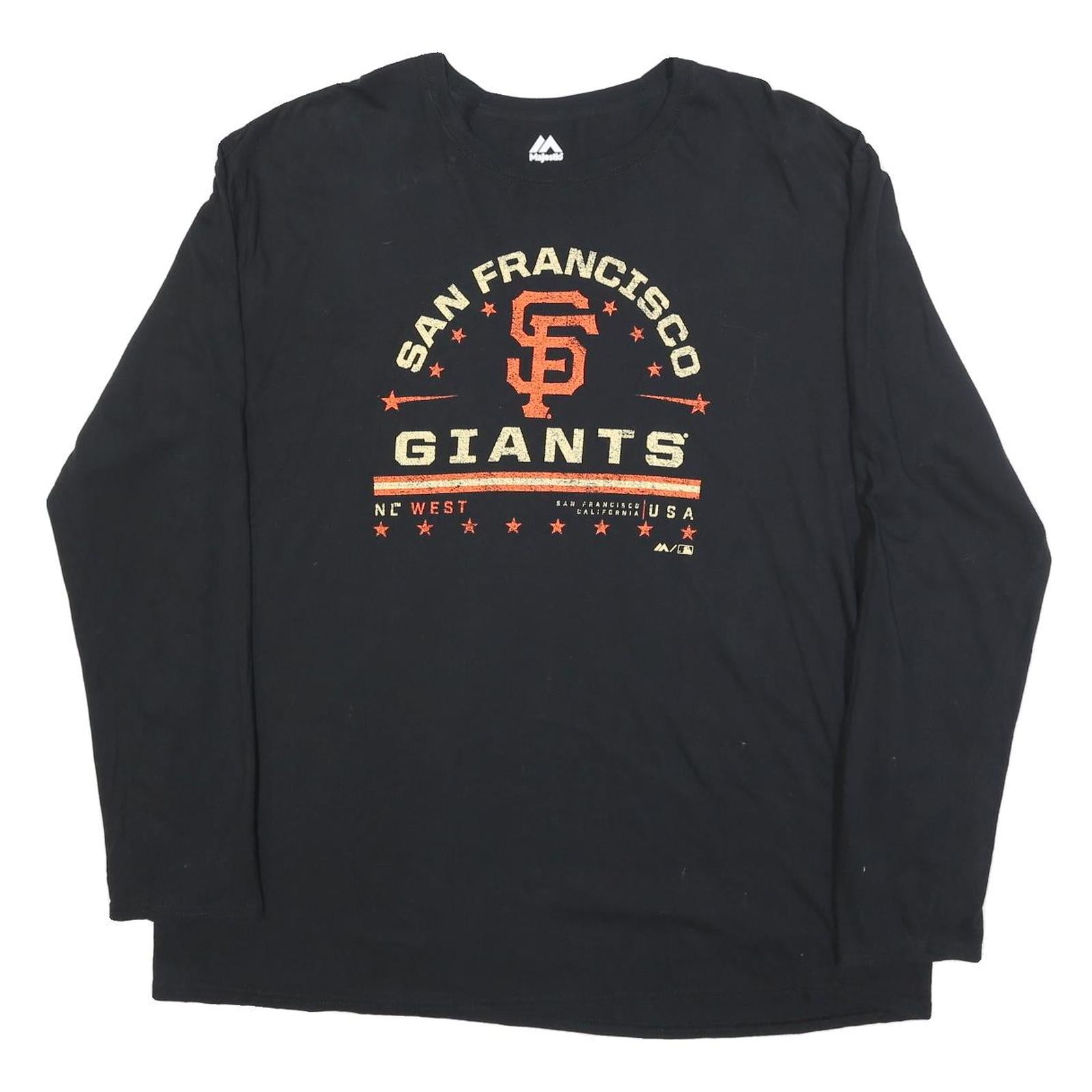 MAJESTIC Mens Black San Francisco Giants Graphic Long Sleeve Crew Neck 2XL