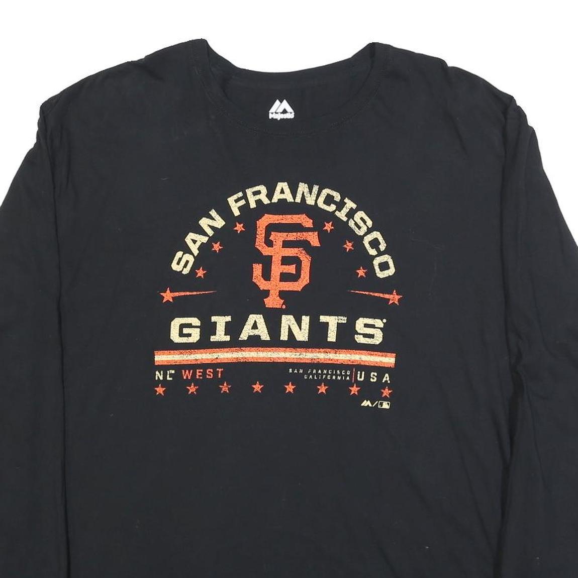 MAJESTIC Mens Black San Francisco Giants Graphic Long Sleeve Crew Neck 2XL