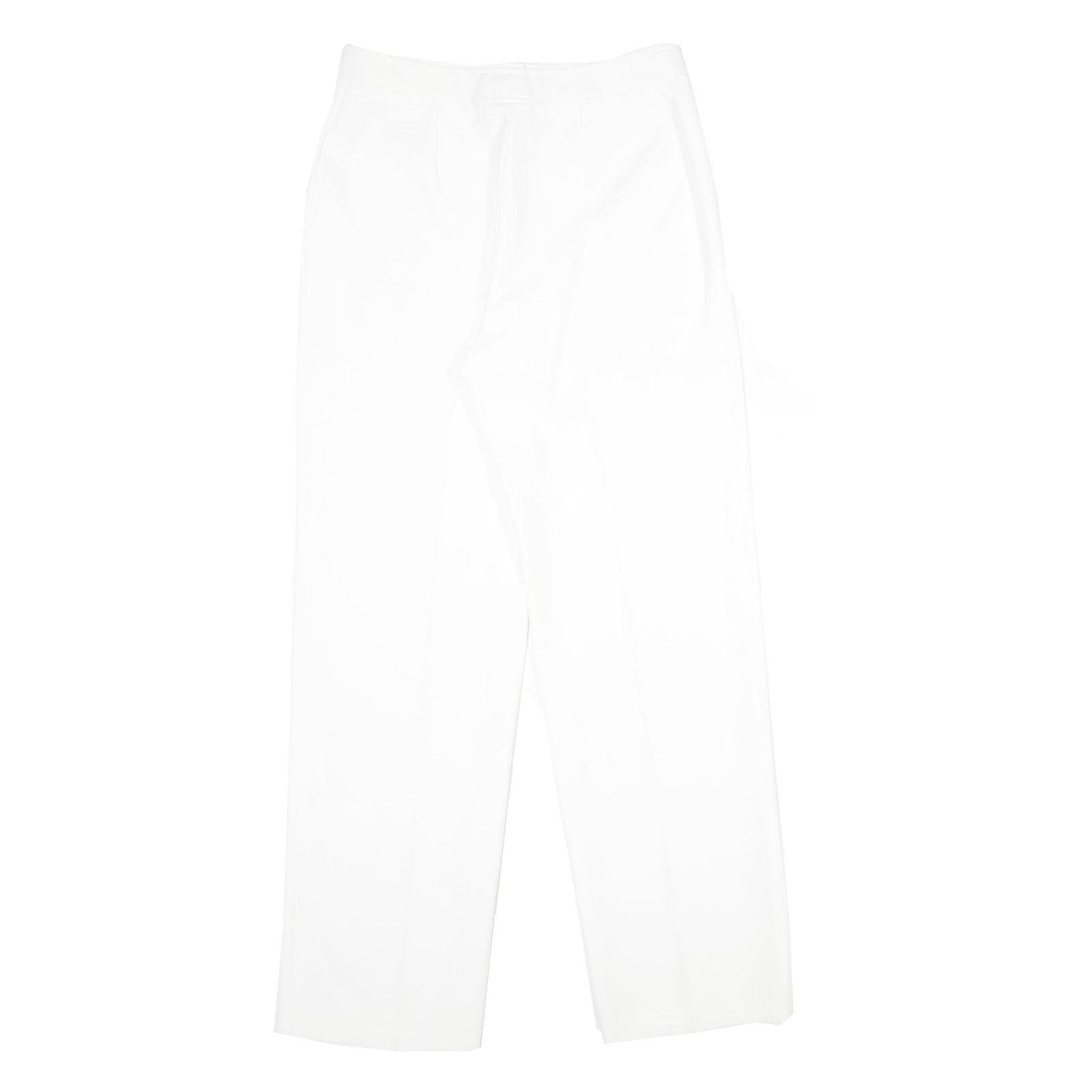 LINGARA Womens White Regular Fit Straight Leg Trousers W28 L34 Zip Closure