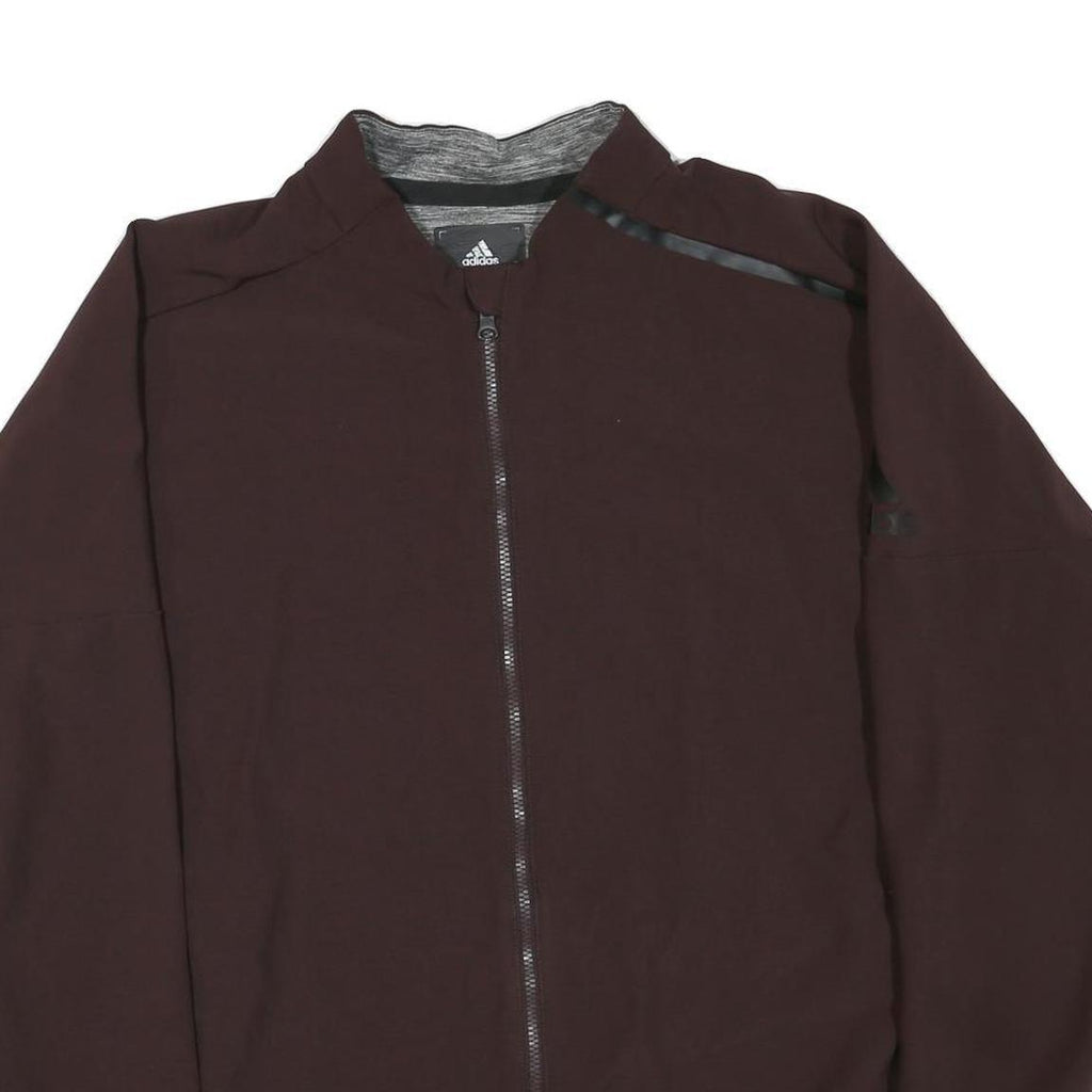 ADIDAS Mens Maroon Slim Zip Jacket Polyester Blend Plain Sportswear L