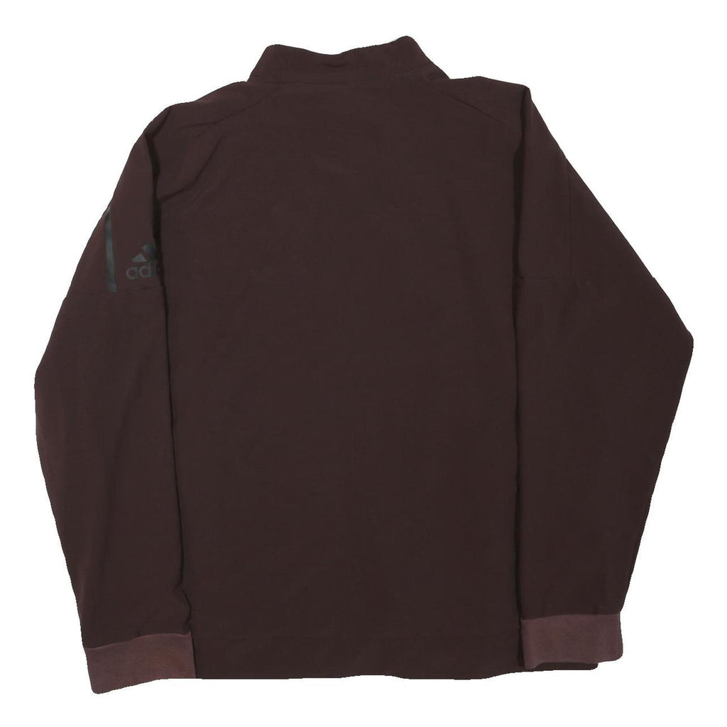 ADIDAS Mens Maroon Slim Zip Jacket Polyester Blend Plain Sportswear L