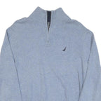 NAUTICA Mens Light Blue Plain Pullover Jumper Crew Neck Basic Knit L Cotton