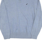NAUTICA Mens Light Blue Plain Pullover Jumper Crew Neck Basic Knit L Cotton