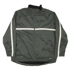 NIKE Mens Green & White Zip Jacket XL Polyester Blend Plain Lightweight