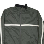 NIKE Mens Green & White Zip Jacket XL Polyester Blend Plain Lightweight