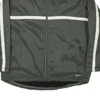 NIKE Mens Green & White Zip Jacket XL Polyester Blend Plain Lightweight