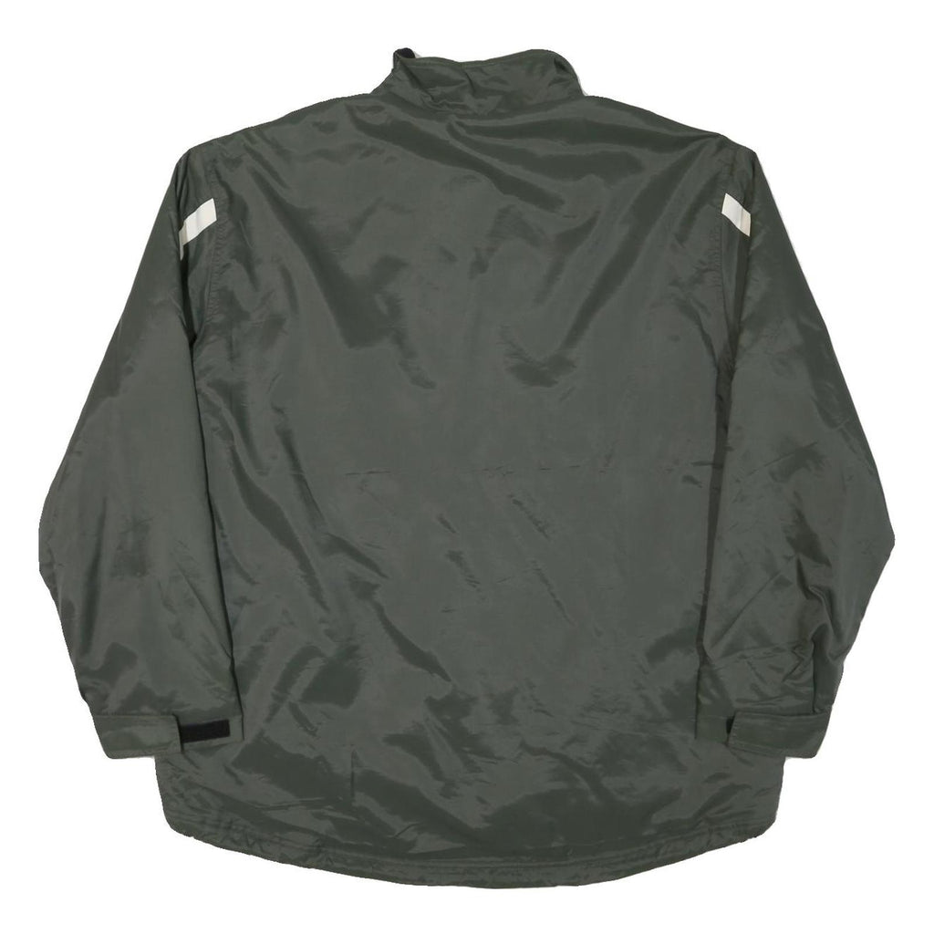 NIKE Mens Green & White Zip Jacket XL Polyester Blend Plain Lightweight
