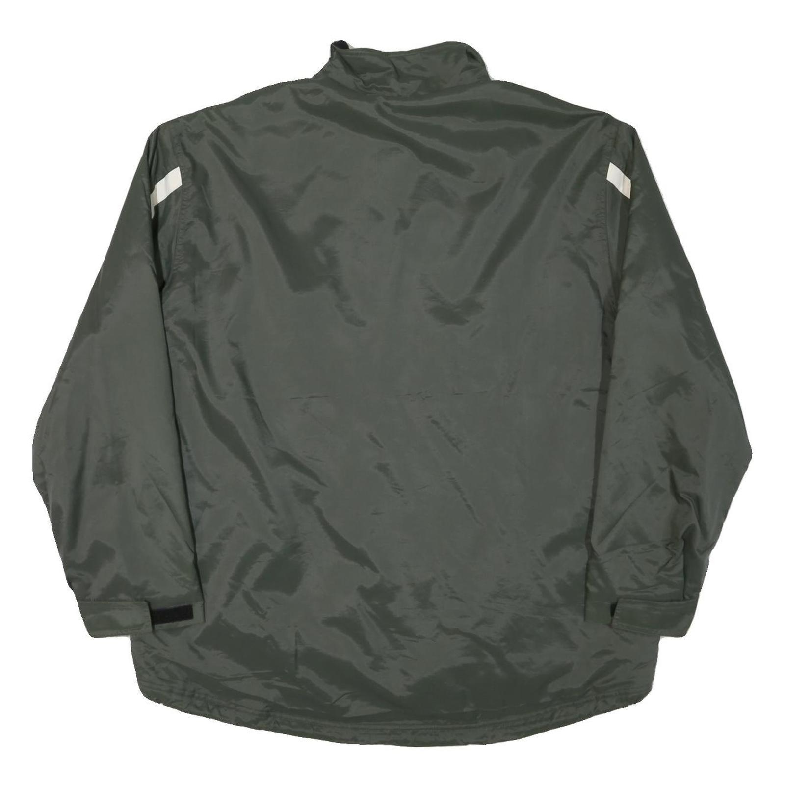NIKE Mens Green & White Zip Jacket XL Polyester Blend Plain Lightweight