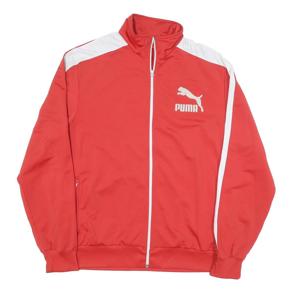 PUMA Mens Red & White Track Jacket L Polyester Zip Athletic Fit Sportswear