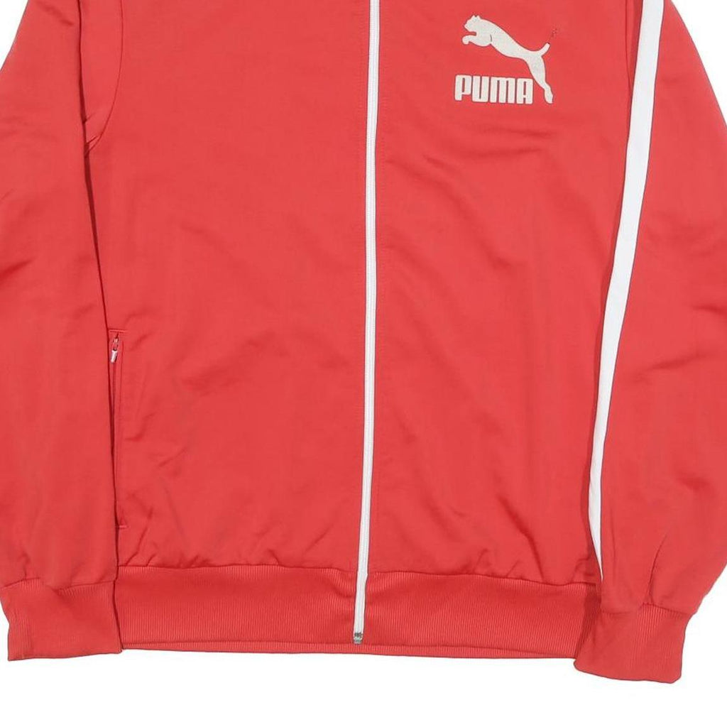 PUMA Mens Red & White Track Jacket L Polyester Zip Athletic Fit Sportswear